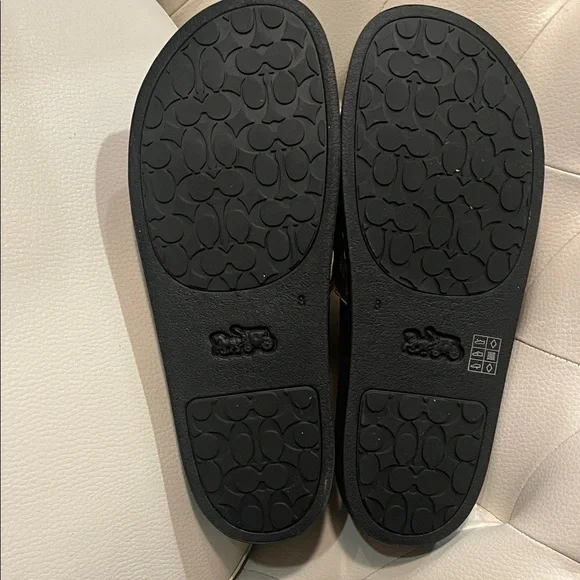 Coach Brown Logo Slide Sandals with Black Footbed - Picture 6 of 8